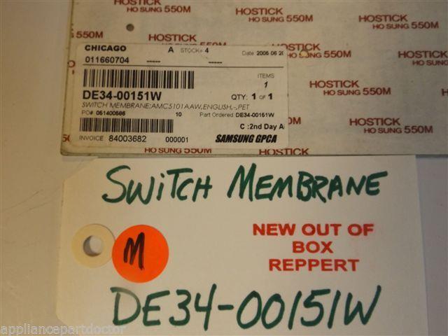 Samsung Microwave DE34-00151W Switch Membrane NEW W/O BOX Samsung Microwave DE34-00151W Switch Membrane NEW W/O BOX